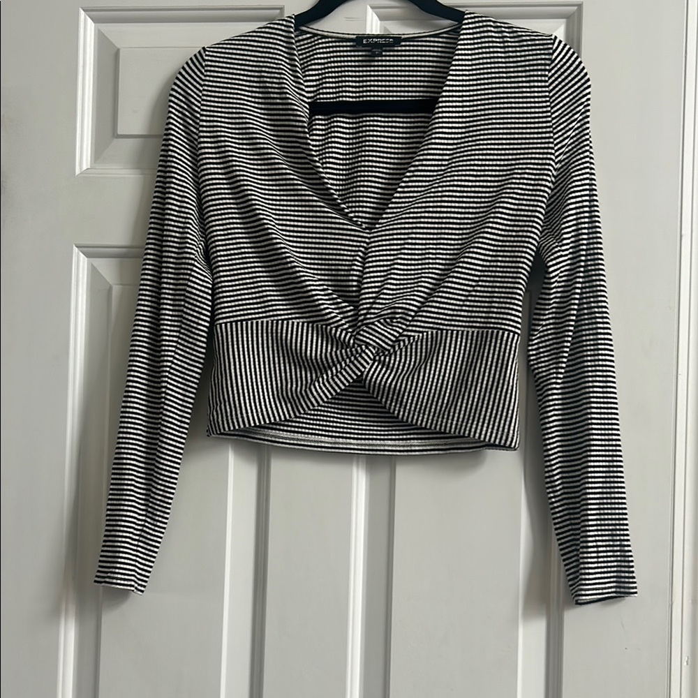 Express Black and White Striped Women's Top